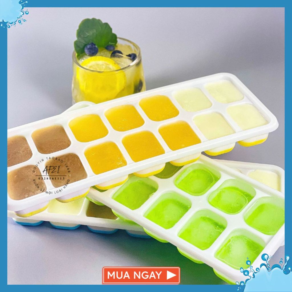 ICE TRAY พร้อม SILICON LID 14 PILS - REFRIGERATOR ICE TRAY - แม่พิมพ์เยลลี่ไอศกรีมป้องกันกลิ่นอย่างแ