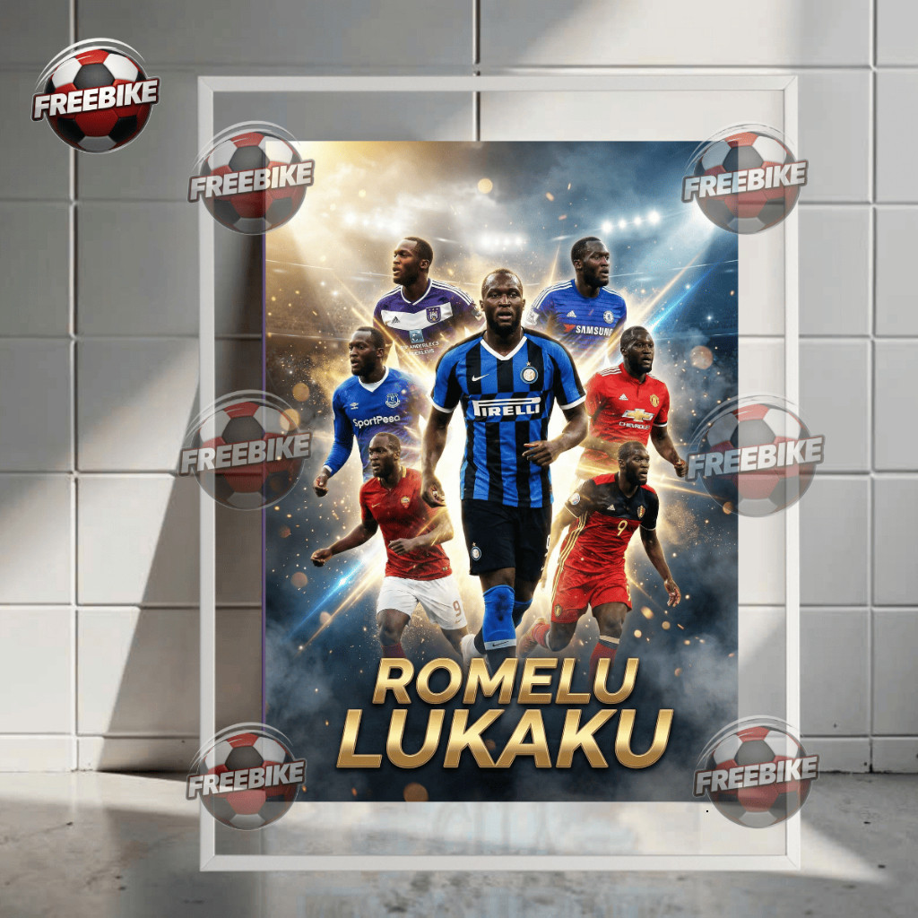 โปสเตอร์ ROMELU LUKAKU พร้อมกรอบแก้วคริสตัลคุณภาพสูง