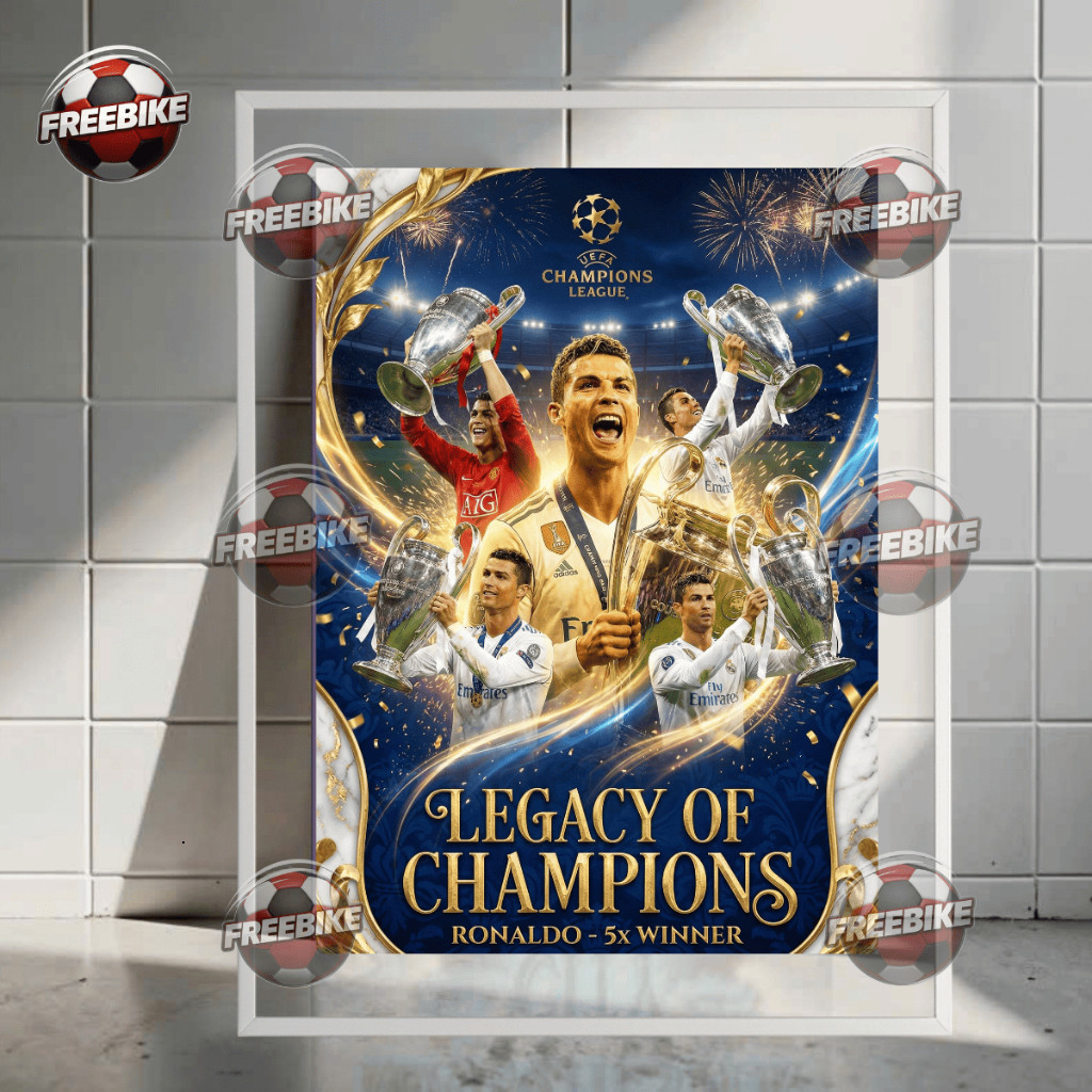 โปสเตอร์ RONALDO พร้อมกรอบแก้วคริสตัลคุณภาพสูง รุ่น 11