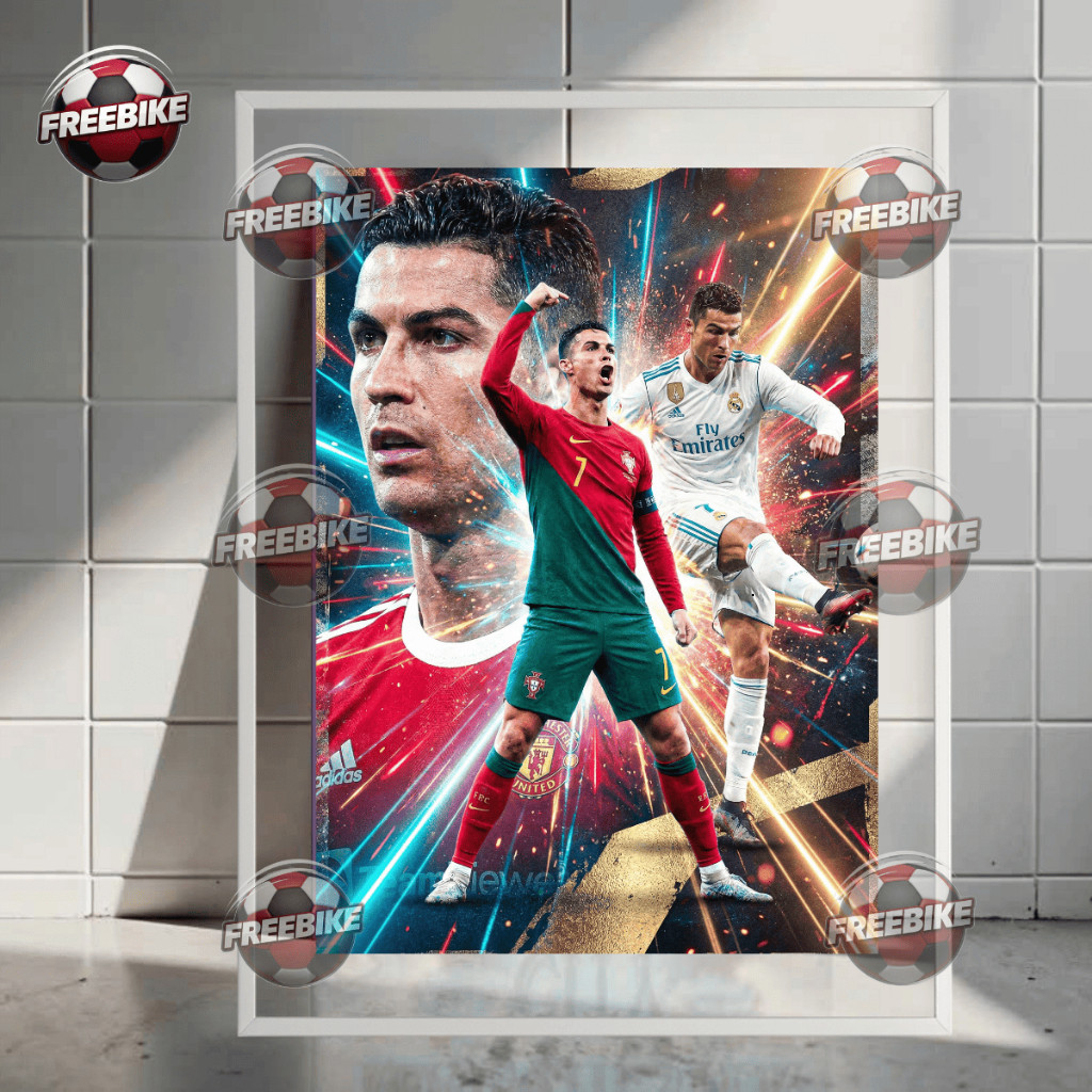 โปสเตอร์ RONALDO พร้อมกรอบแก้วคริสตัลคุณภาพสูง รุ่น 5