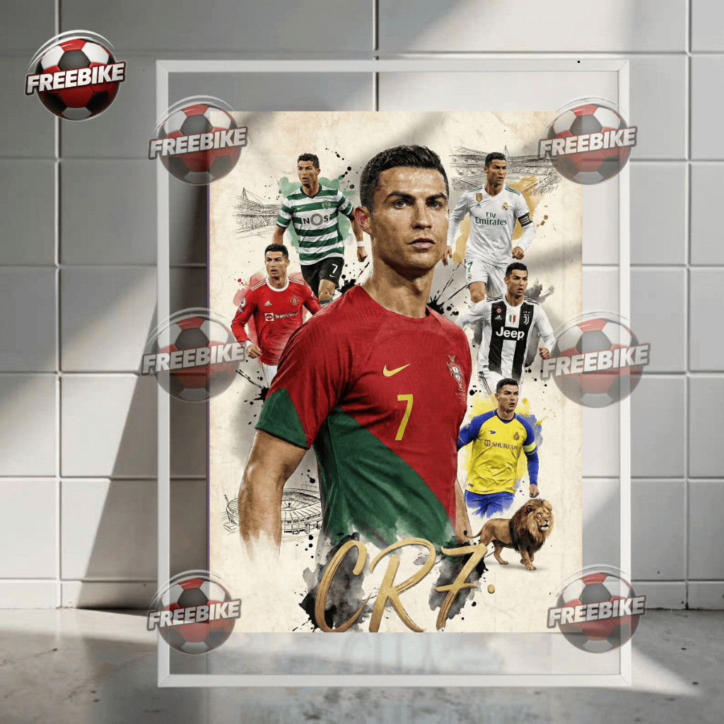 โปสเตอร์ RONALDO พร้อมกรอบแก้วคริสตัลคุณภาพสูง รุ่น 8