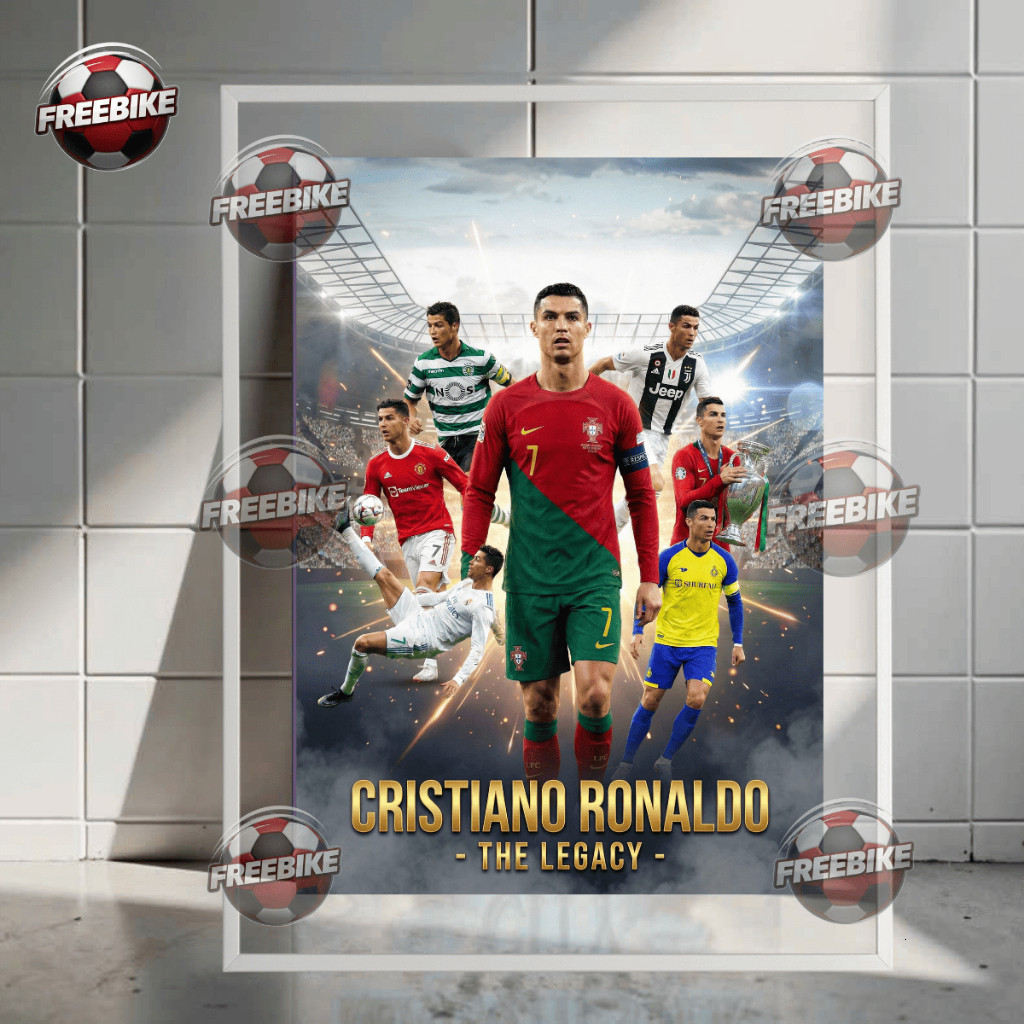 โปสเตอร์ RONALDO พร้อมกระจกคริสตัลคุณภาพสูงรุ่น 17
