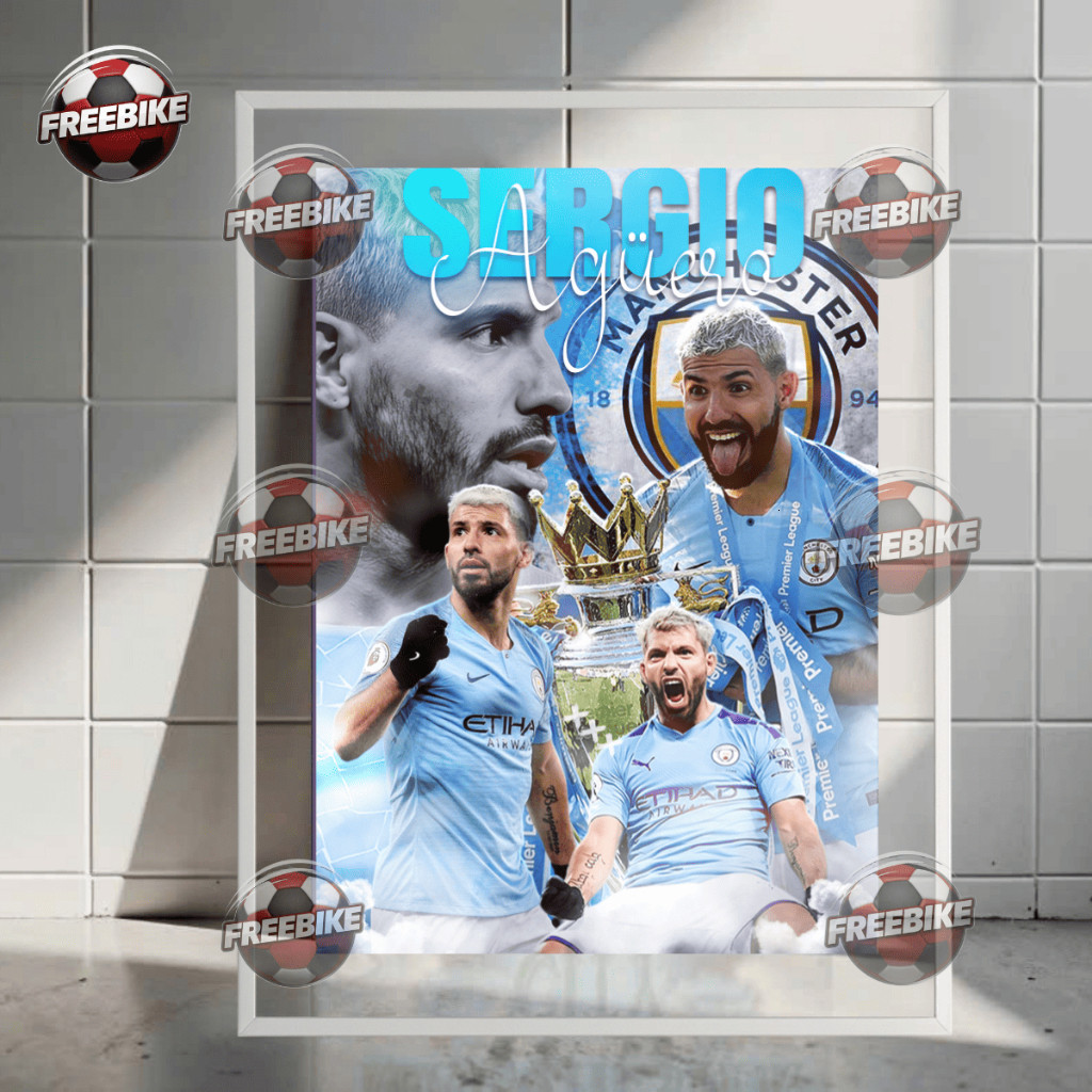 โปสเตอร์ SERGIO AGUERO พร้อมกรอบแก้วคริสตัลคุณภาพสูง