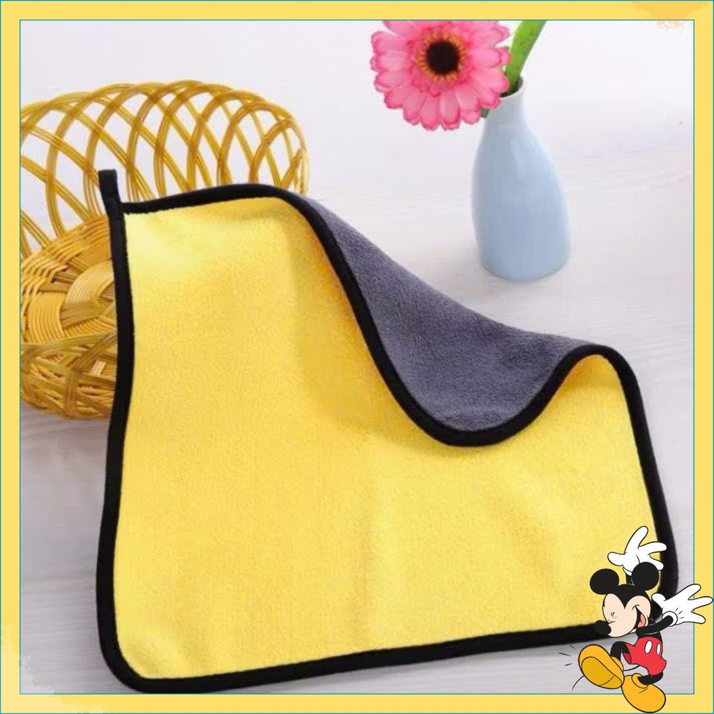 OTO CAR CLEANING TOWEL COMBO - ผ้าขนหนูทําความสะอาดอเนกประสงค์สองด้านสีเทาสีเหลือง - CODE: KHAN