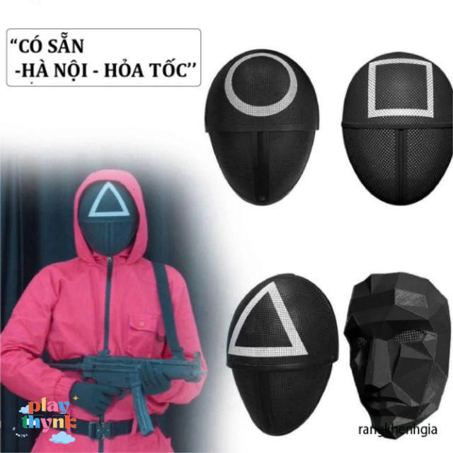 หน้ากากคอสเพลย์เกม Sinh Tu: สามเหลี่ยม สี่เหลี่ยม ทหารกลมสําหรับวันฮาโลวีน!