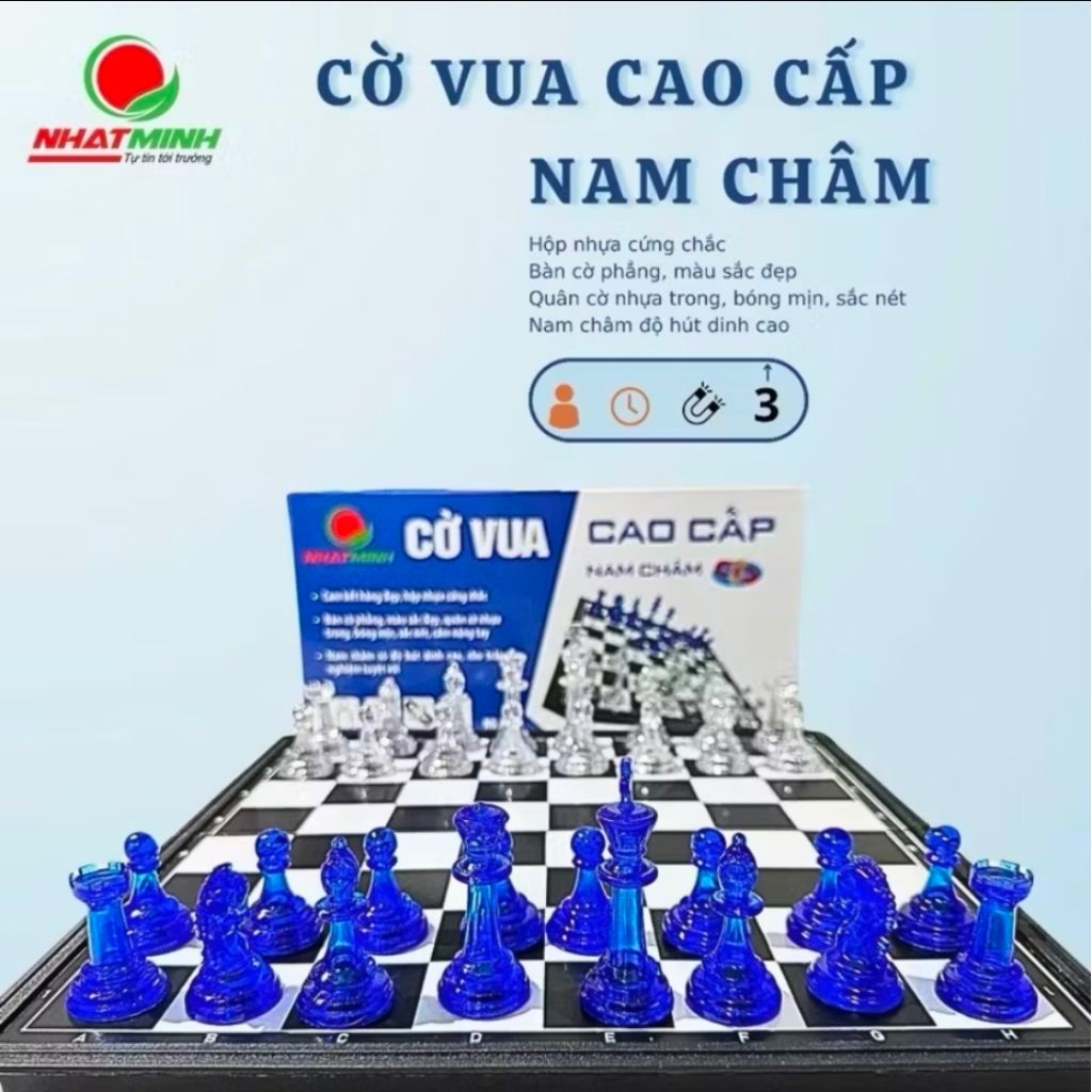 NAHAT MINH INTERNATIONAL STANDARD MAGNETIC CHESS SET, TRANSPARENT CHESS BOARD CHESS SET