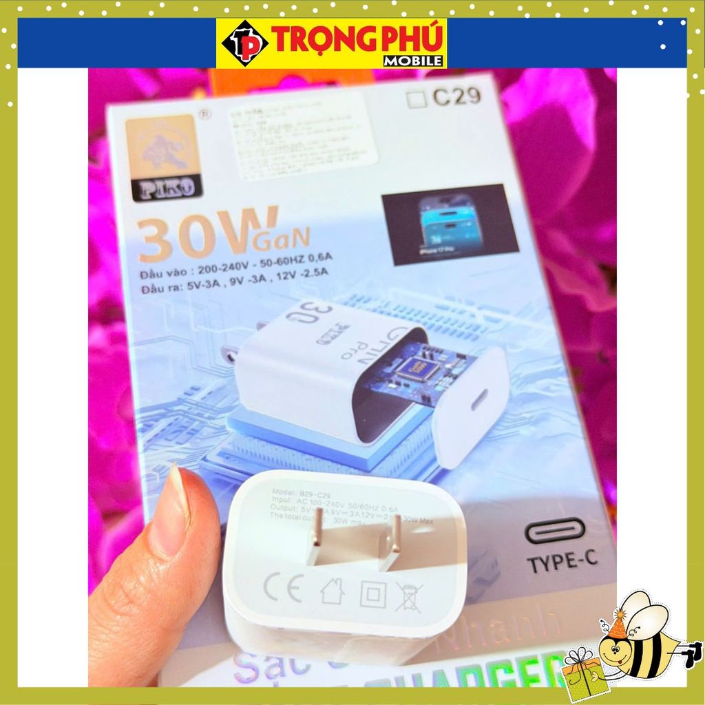 Piko C29 30w แท่นชาร์จพร้อมปลั๊ก TypeC - CH2 HCM
