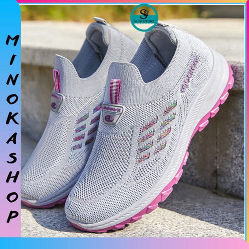 รองเท้ากีฬาผู้หญิงคอปกเป็นก้อน ใส่สบาย ปลอดภัยเคลื่อนย้าย กันลื่นที่ SUNO SHOP GTN54 MINOKA SHOP