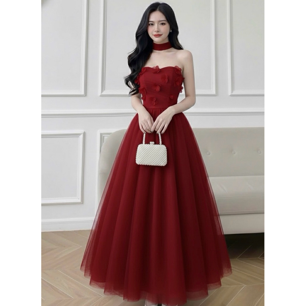 DL14 ชุด TAPTA พร้อมสายคล้องคอตาข่ายสําหรับ GOING OUT, PARTY, LUXURY YEP DRESS