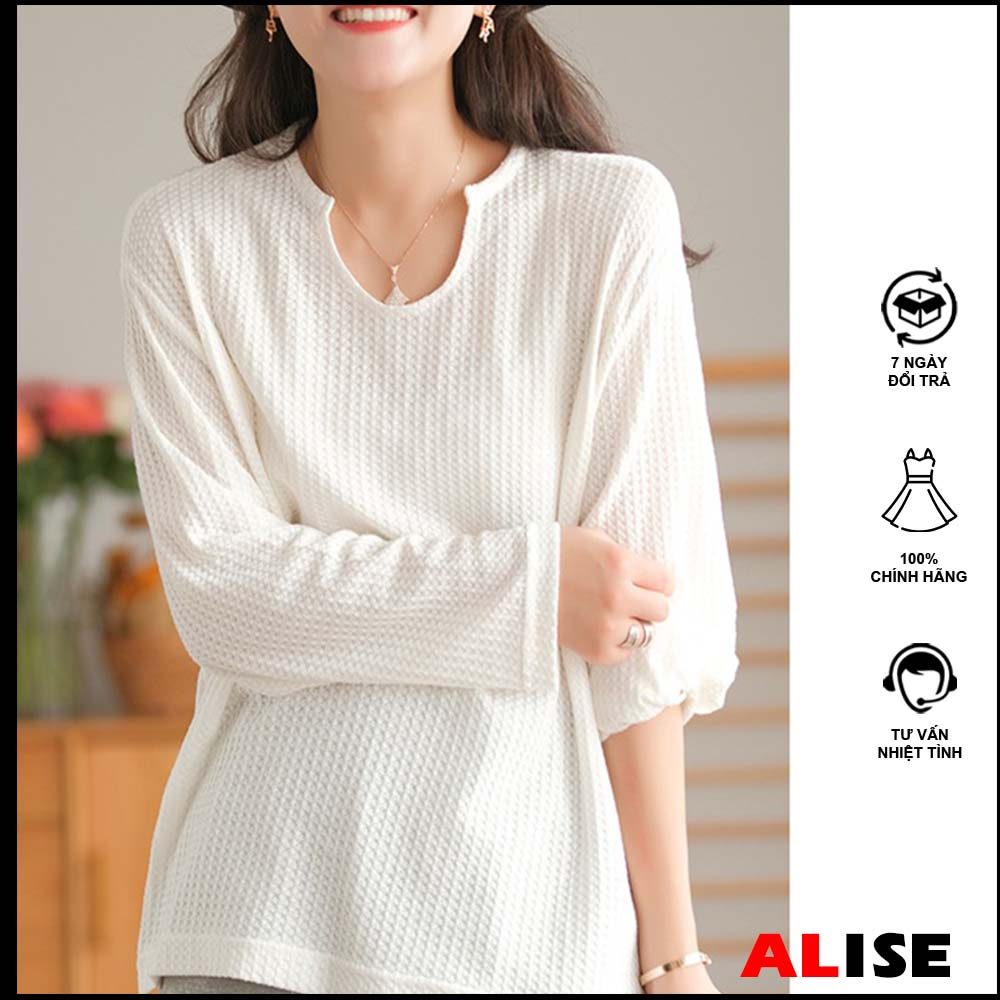 เสื้อยืดรังผึ้งแขนยาวทรงหลวมขั้นพื้นฐานเกาหลี (รหัส AT52) ALISE AT22