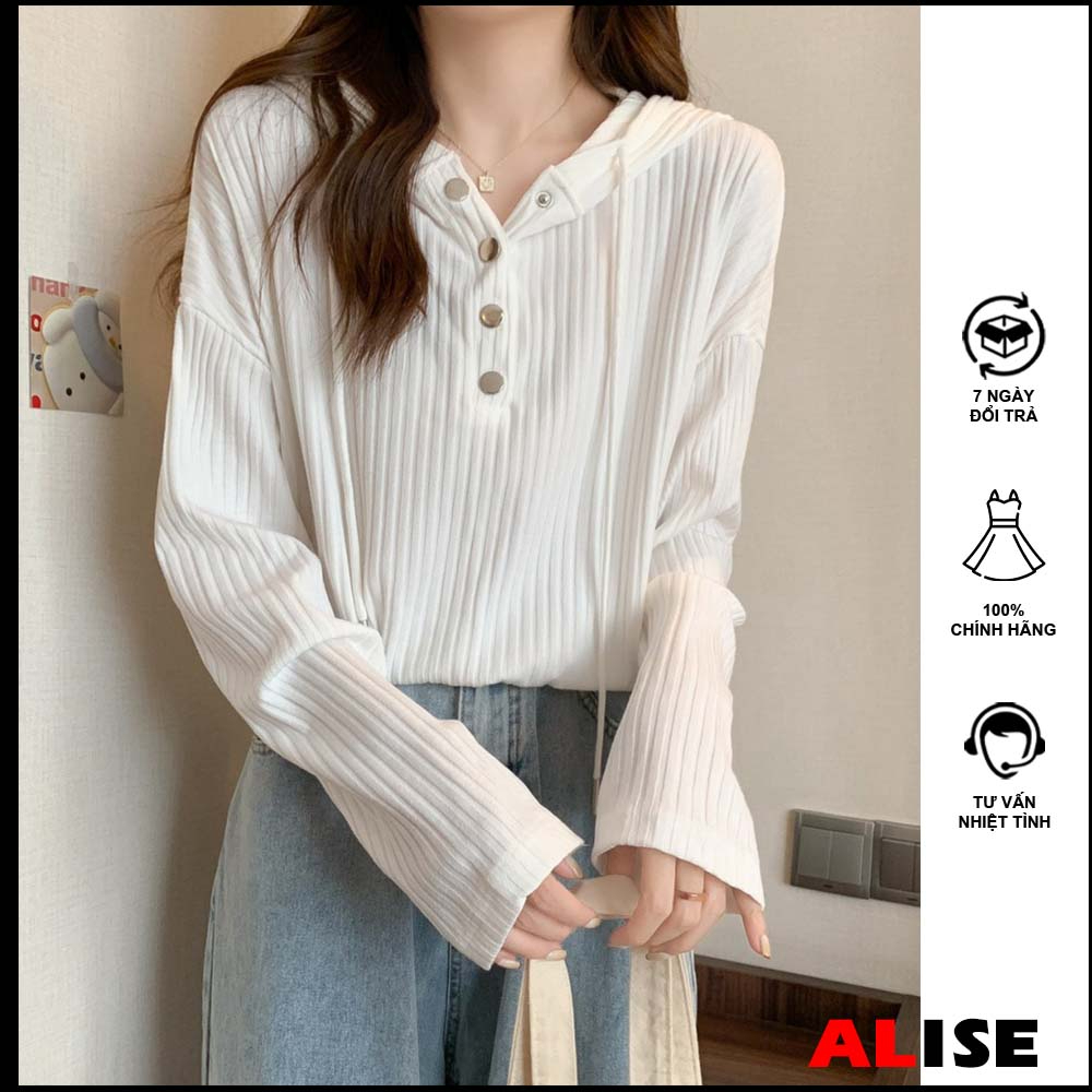 เสื้อฮู้ดแขนยาวผู้หญิงเสื้อฮู้ดผู้หญิงยางยืดหลวมสุดน่ารักเทรนด์สุดฮอต ALISE AT34