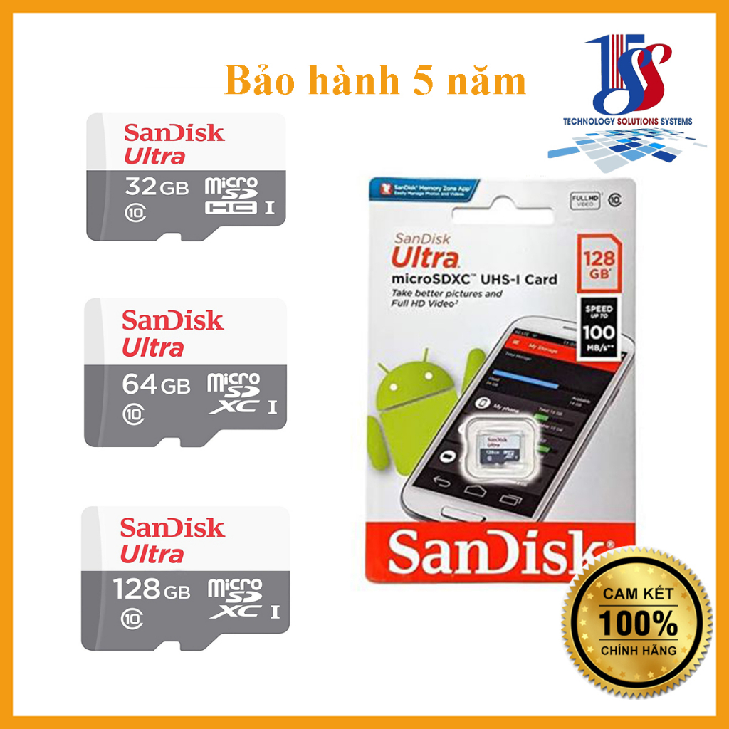 Scandisk การ์ดหน่วยความจํา Micro SD 32Gb/64Gb/128GB คลาส 10 -80Mb