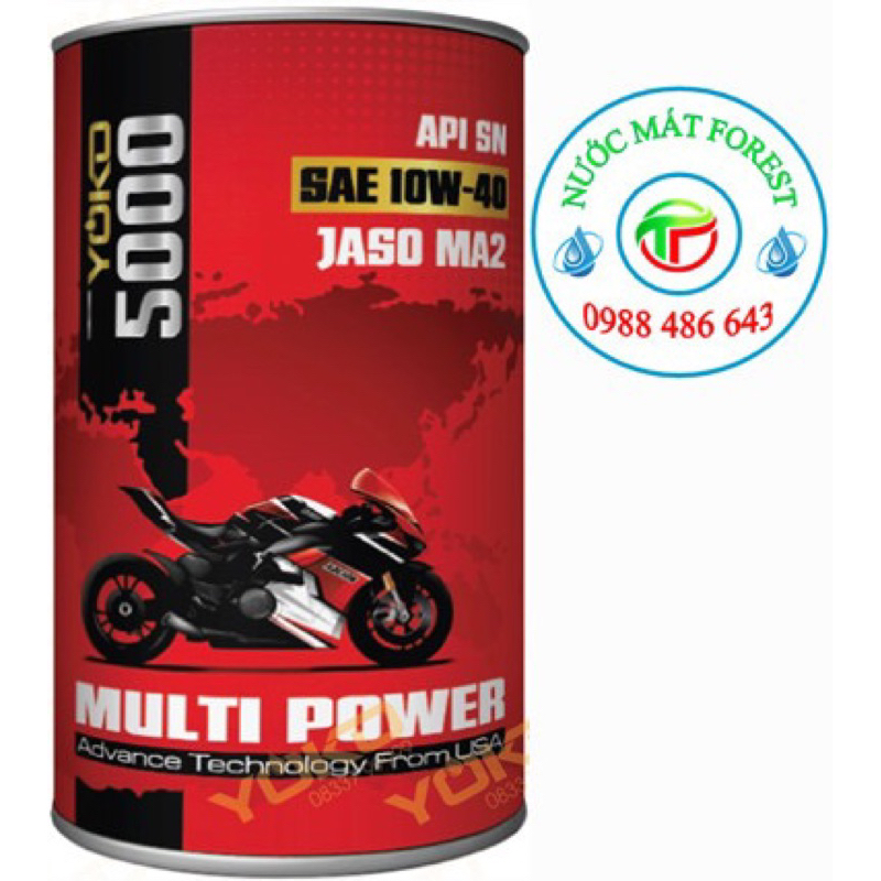 YOKO 5000 5W40 API SN น้ํามันหล่อลื่นสําหรับสกู๊ตเตอร์และรถยนต์แบบแมนนวล