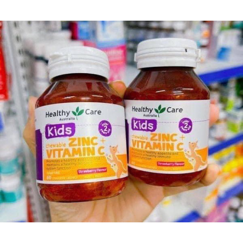 [ ของแท ้ ] Healthy Care Australia Vitamin C + Zin C Children Chewable Tablets - 60 แคปซูล