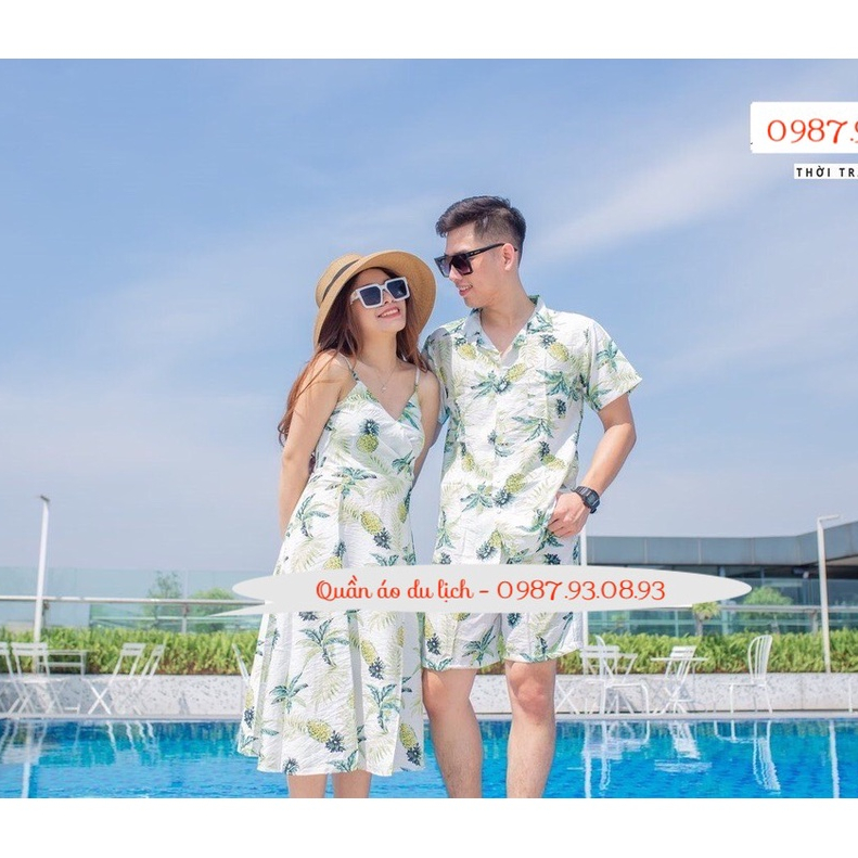 ชุดคู่รัก ต่อทีม ไปเที่ยว เที่ยวทะเล - เดรสคอเต่า 2 สาย คุณภาพสูง