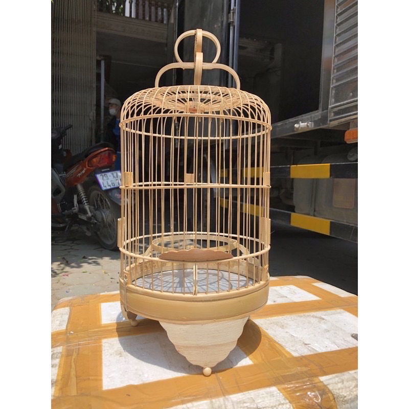 กรงนกห่วงไม้ไผ่สีขาวขนาด22คุณภาพดี