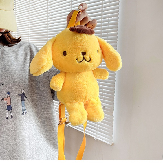 Sanrio Pompompurin Sanario กระเป๋าเป้สะพายไหล่สุนัขยัดไส้การ์ตูนญี่ปุ่นสุดน่ารัก