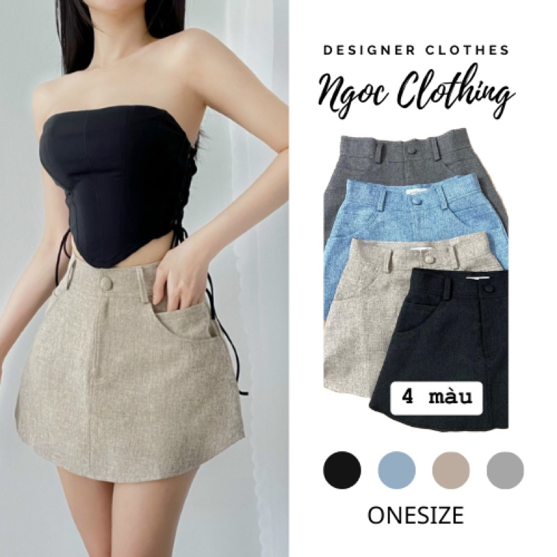 Lalyn Skirt NGOCCLOTHING กระโปรงสั้นผู้หญิงทรงเอ ลินินหนา กางเกงกระโปรง HOT