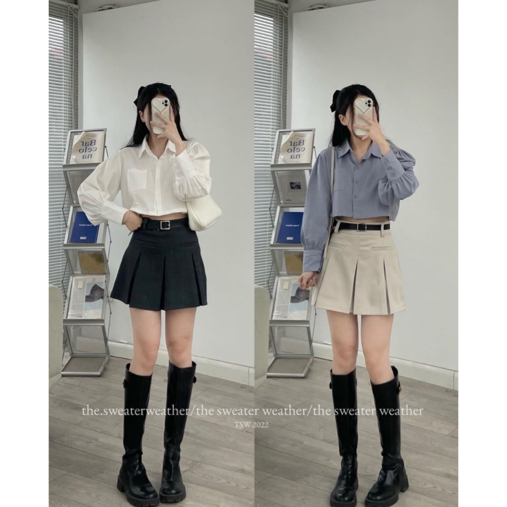 กระโปรงจีบสั้นมีกระเป๋าและเข็มขัด - 247store - Cvkemdai1107/p5k7