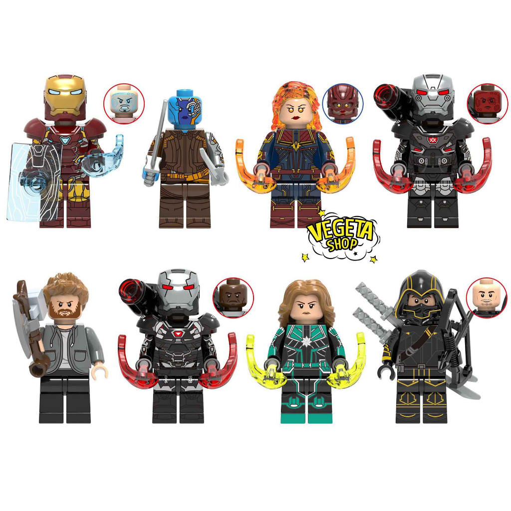 Minifigures Avengers Marvel - Iron man Nebula Captain Marvel War Machine Thor Hawkeye Model - Superhero Model