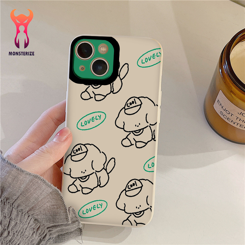 เคสป้องกันกล้องขอบสี่เหลี่ยมรูปลูกสุนัขน่ารักสําหรับ iphone 6/8/7/plus/x/xr/xsmax/11/12/14 pro max -