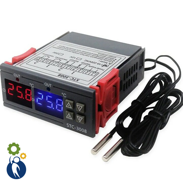 ตัวควบคุมอุณหภูมิ STC-3008 2 หัววัดความร้อน AC 110-220V