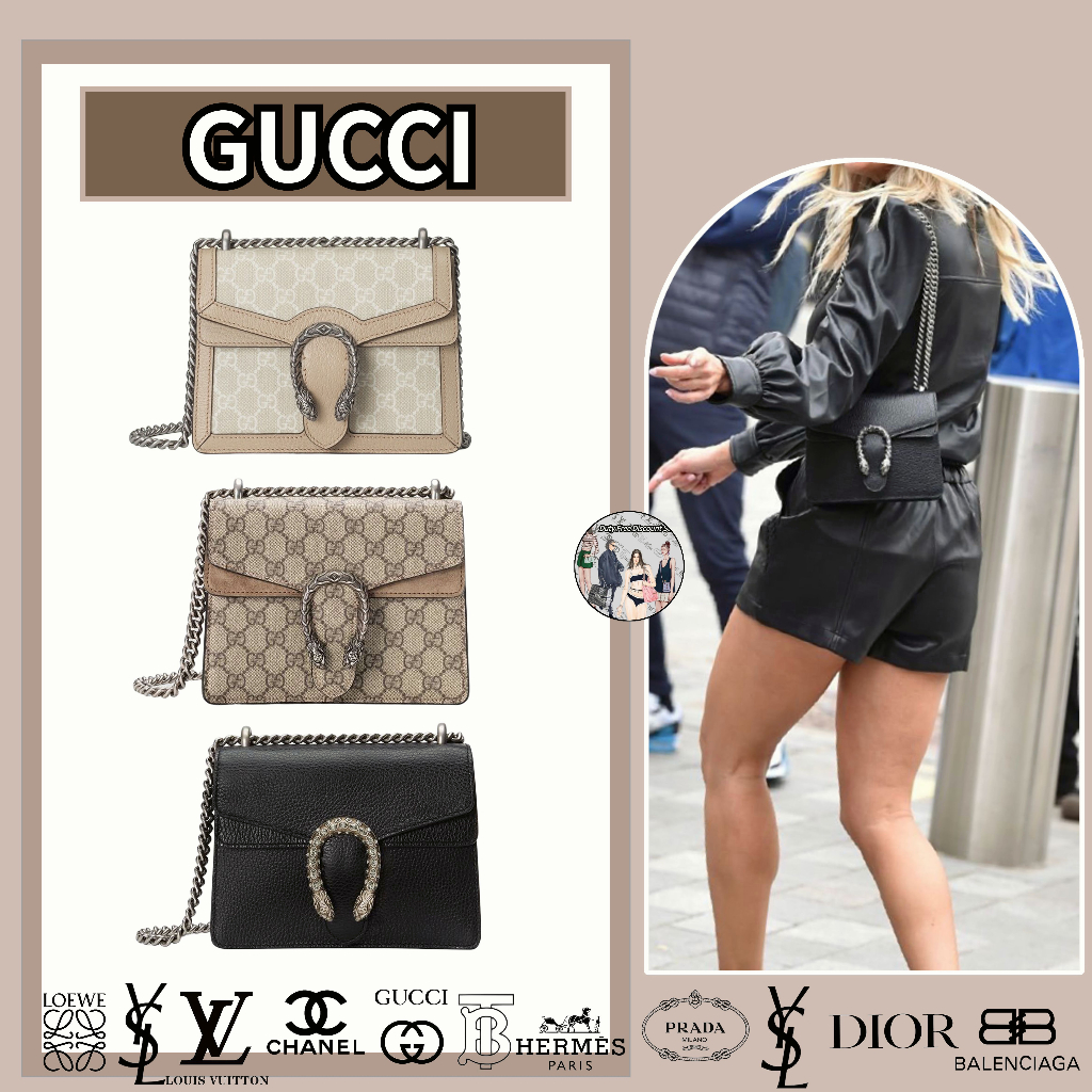 กระเป๋า Gucci/Dionysus series GG mini/กระเป๋าผู้หญิง/สไตล์ใหม่ล่าสุด/ตัวแทนจัดซื้อของแท้