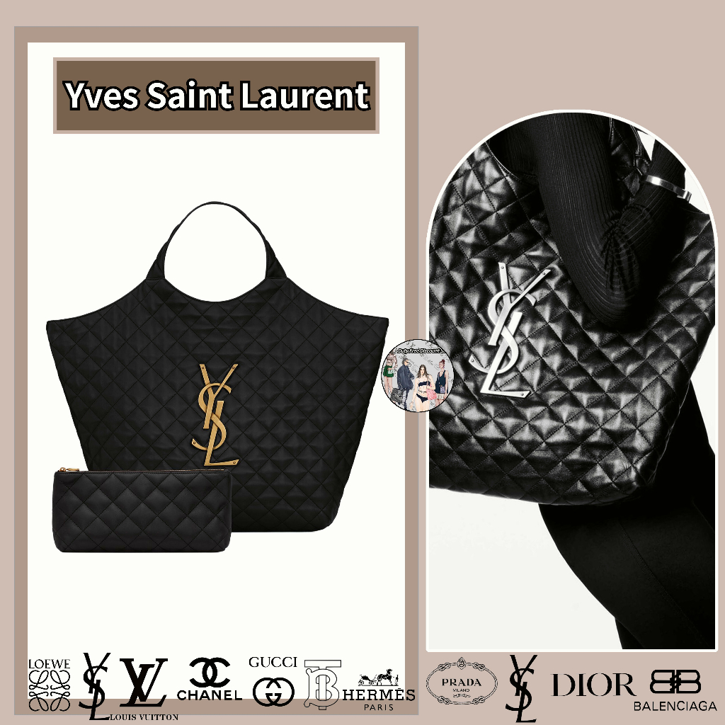 YSL Hot Stamping Lamb กระเป๋าช้อปปิ้ง Saint Laurent ICARE XL / ของแท้ 100%