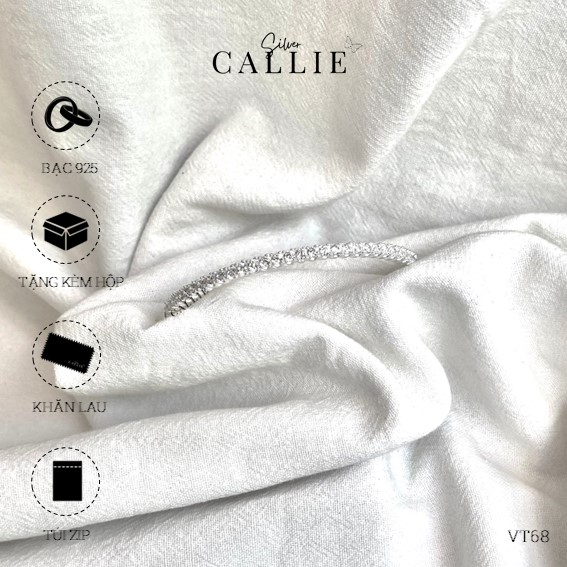 VT68 - สร้อยข้อมือ Callie Silver พร้อมหิน 1 แถว