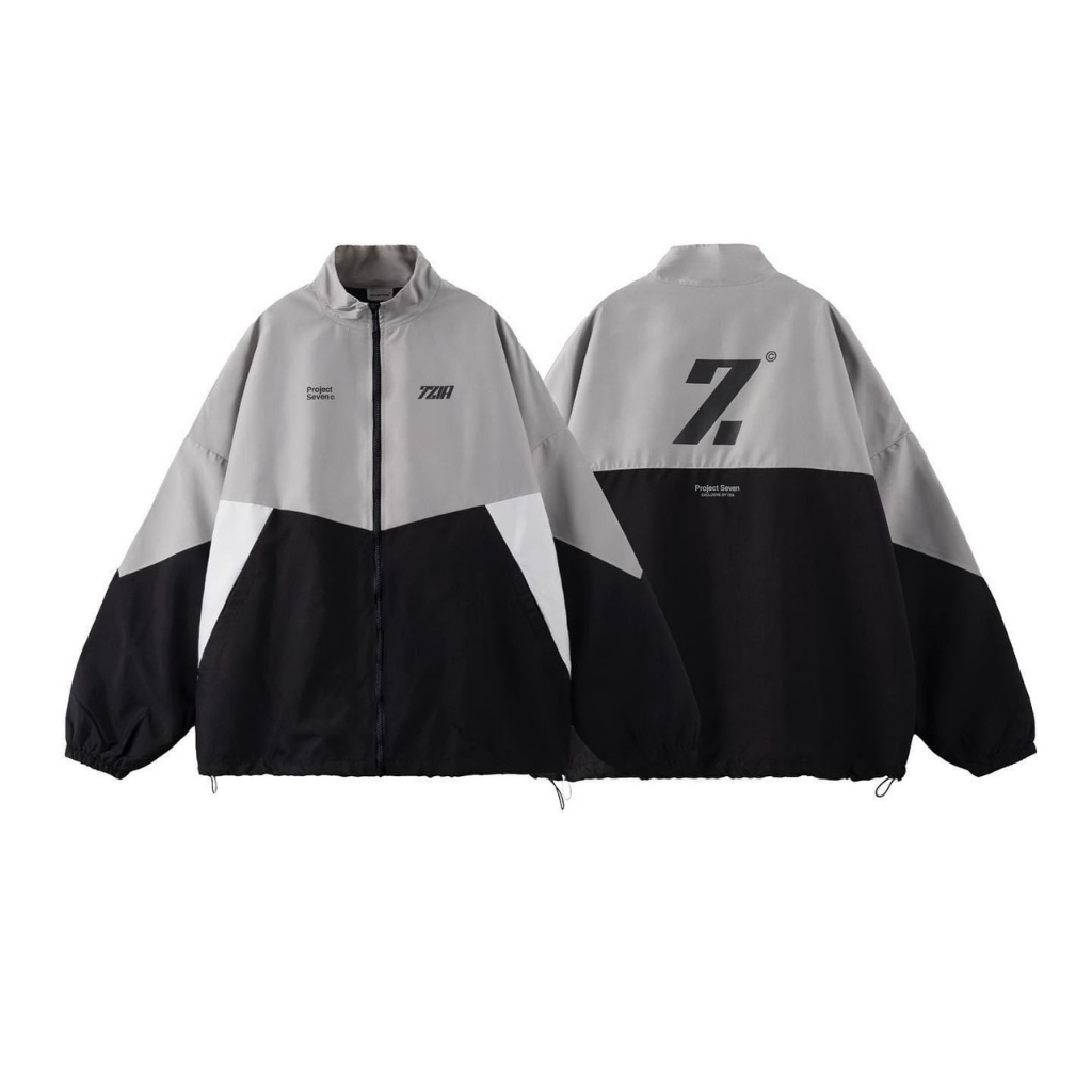 7ZIA เสื้อแจ็คเก็ตร่มชูชีพสําหรับผู้ชายและผู้หญิงผ้ากันลม 2 ชั้น แบบกว้าง คอปกตั้งคุณภาพสูง NCH แฟชั