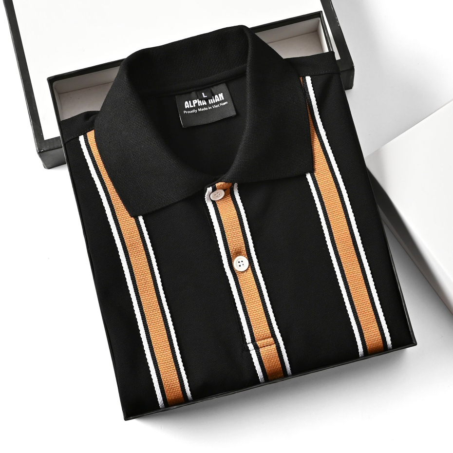 เสื้อโปโลคอปกผู้ชาย Lavante - BLACK CSC ผ้าคอตตอนจระเข้ ชาย เรียบหรู หรูหรา - ALPHA MAN