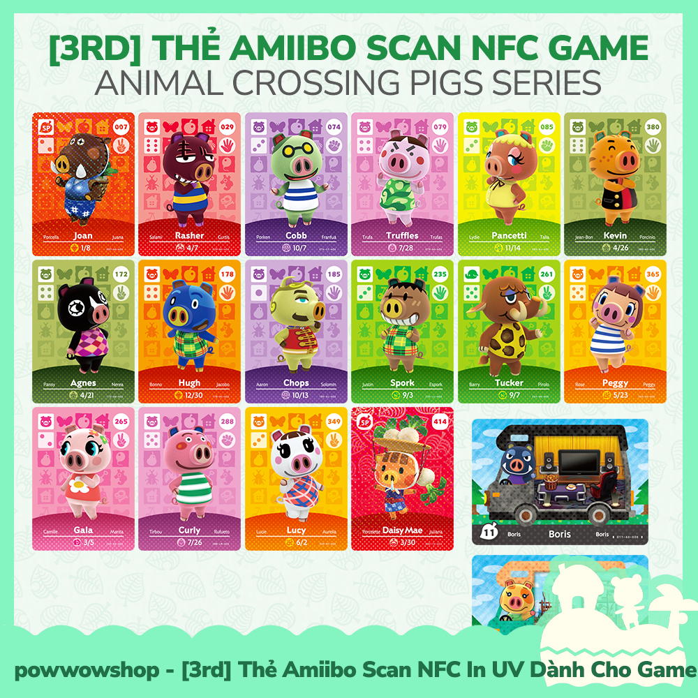 [มีจําหน่ายในเวียดนาม - Express] การ์ด Amiibo ที่ 3 สแกน NFC Pig Series สําหรับ Animal Crossing New 