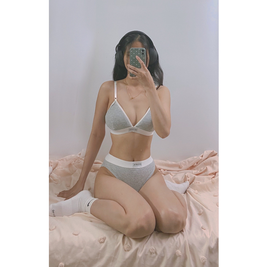 ชุดชุดชั้นในผ้าฝ้าย So Young - สีเทา