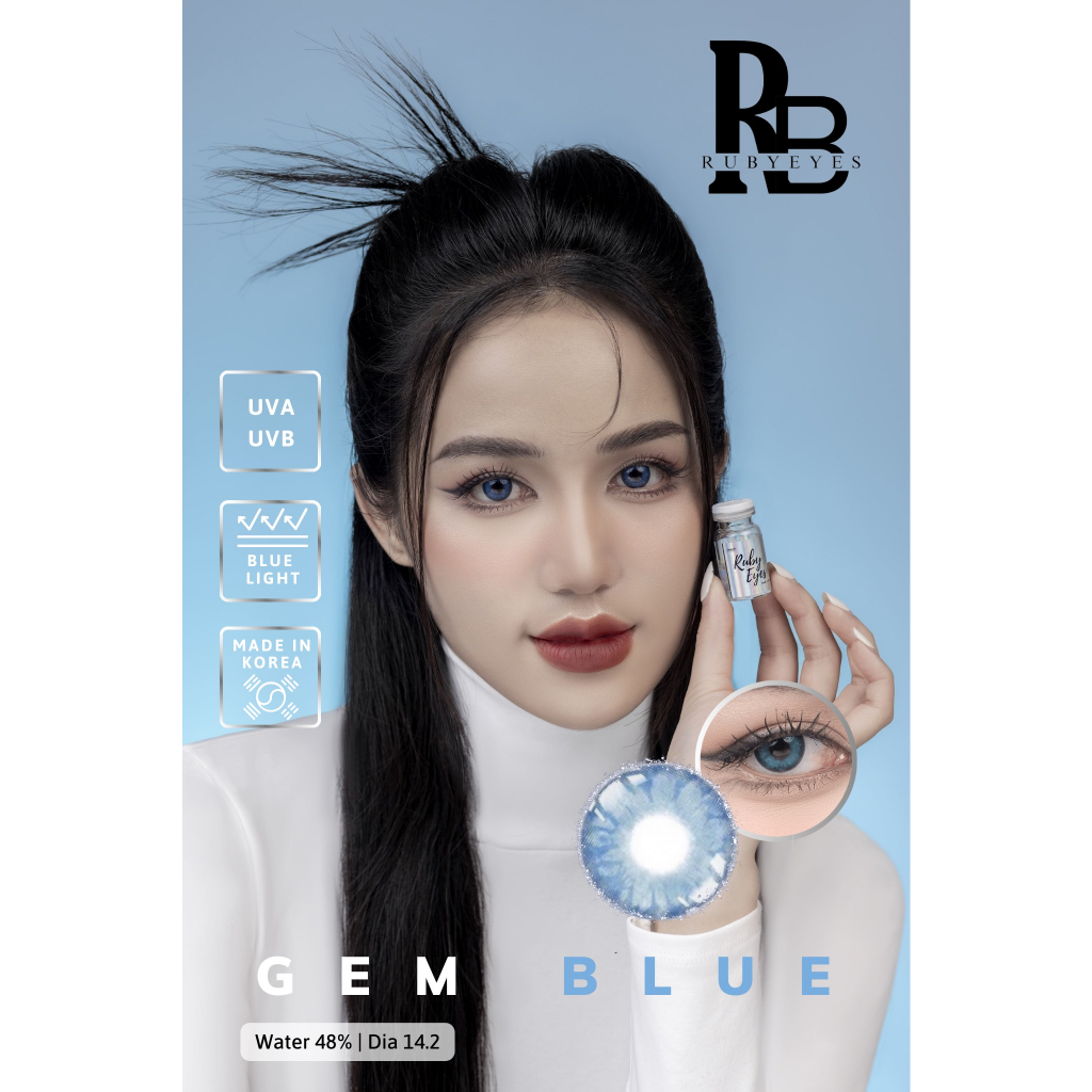 RUBY EYES Gem Blue SiIlicone HydroGel Ruby Eyes คอนแทคเลนส์ Full Range of Small Relaxation