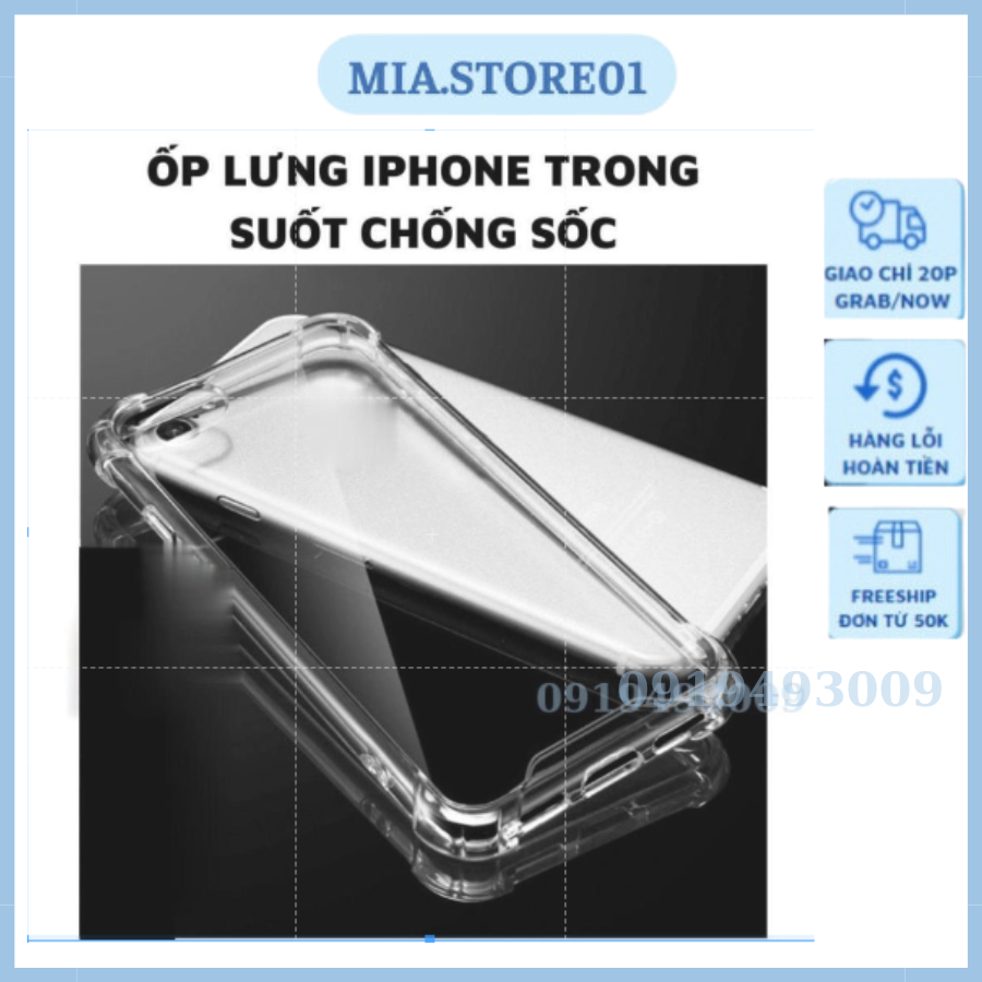 เคสไอโฟนใส 4 มุมกันกระแทกปกป้องกรอบและกล้องทําจากซิลิคอน MIA STORE