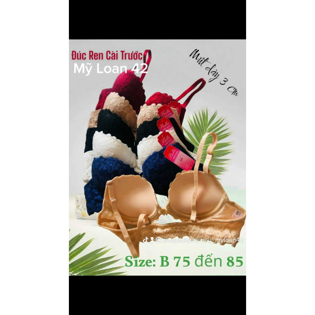 เสื้อชั้นในสตรีพร้อมโฟมบุนวมหนา 3 ซม. และยกลูกไม้แอปริคอทคุณภาพสูง - My Loan 42