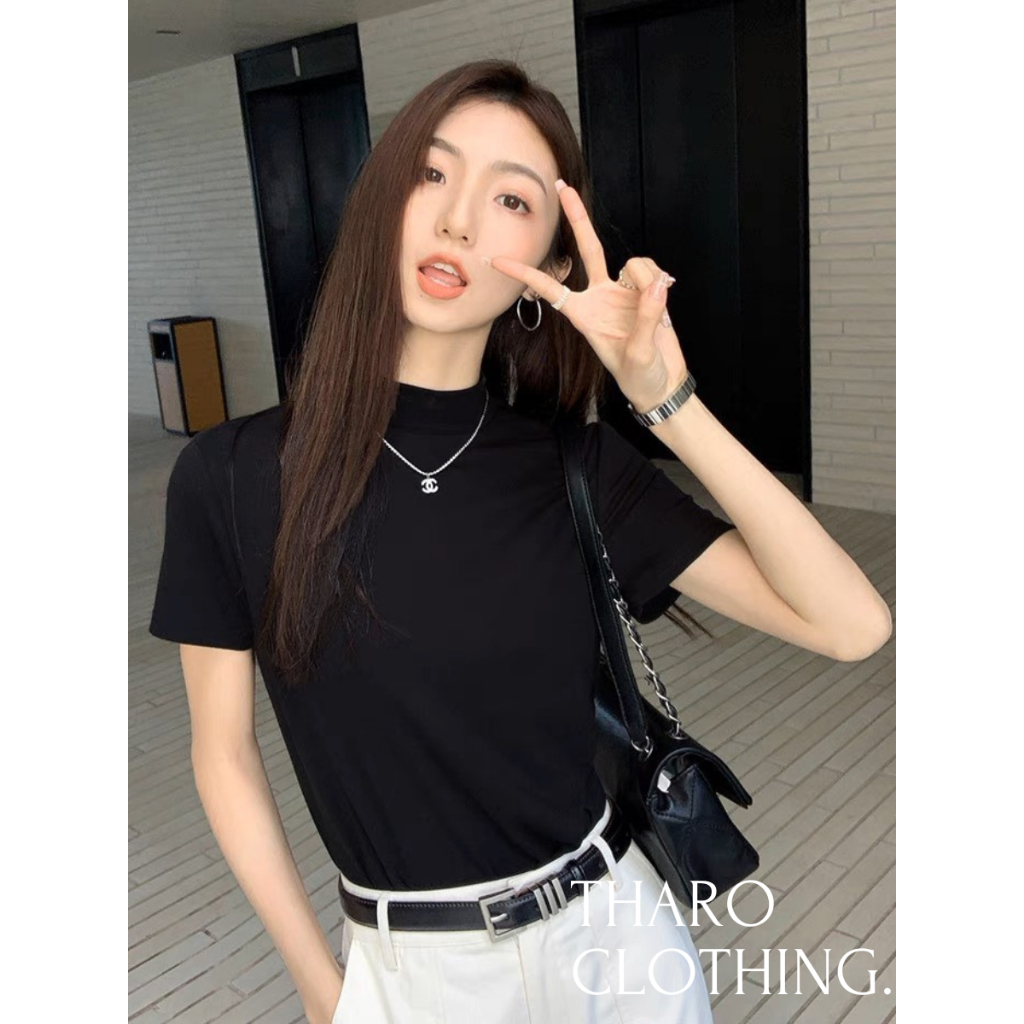 เสื้อยืดแขนสั้นคอเต่าผู้หญิงแขนยาว - เสื้อผ้าท่าโร [ไปที่00110