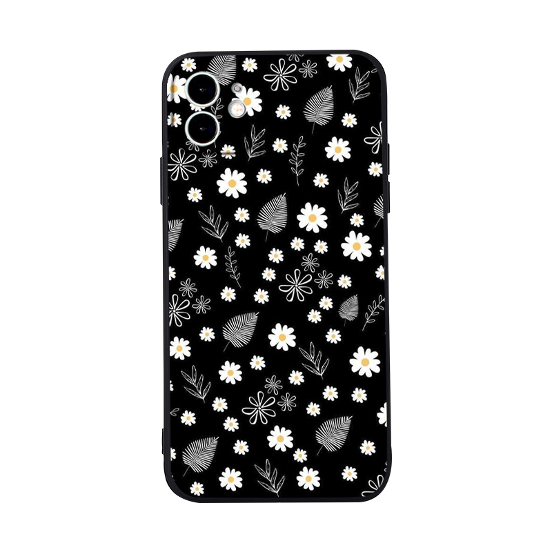 น่ารักดอกเบญจมาศน้อยกรณี iPhone นุ่มขอบสี่เหลี่ยมสําหรับ iPhone 16 15 13 12 11 Pro Max SE 2020 X XR 