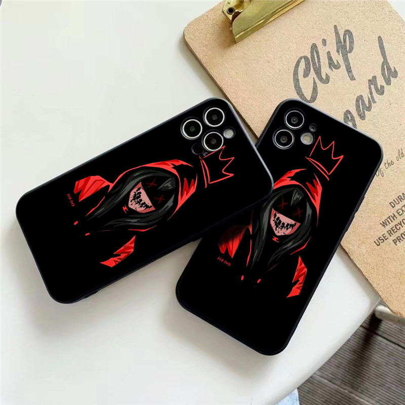 Dark devil square EdgeกรณีพลาสติกสําหรับiPhone 13 12 11 Pro Max SE 2020 X XR XS 8 7 ip 6S 6 Plus q70