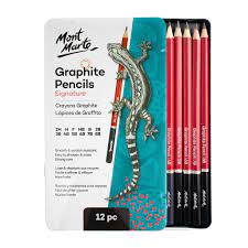 ชุดดินสอสเก็ตช์ Mont Marte 12 ชิ้น – Full Hardness 2H ถึง 8B – Sketching, Sketch Graphite Pencils Si