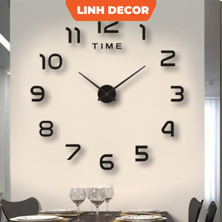 Đồng Hồ Dán Tường 3D Dạ Quang Cỡ Lớn 120cm Trang Trí Nghệ Thuật D02 - Đồng Hồ Dán Tường LINH DECOR