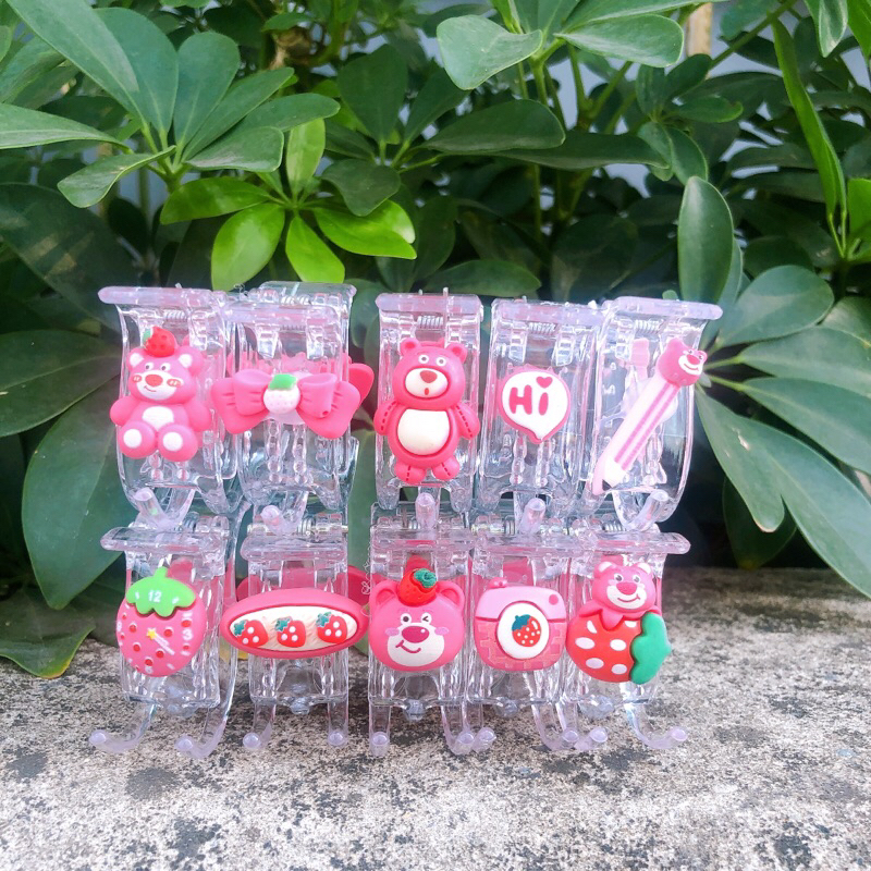 (ขายส่ง)SET 5C VS 10C STRAWBERRY BEAR 3R CRAB CLIP