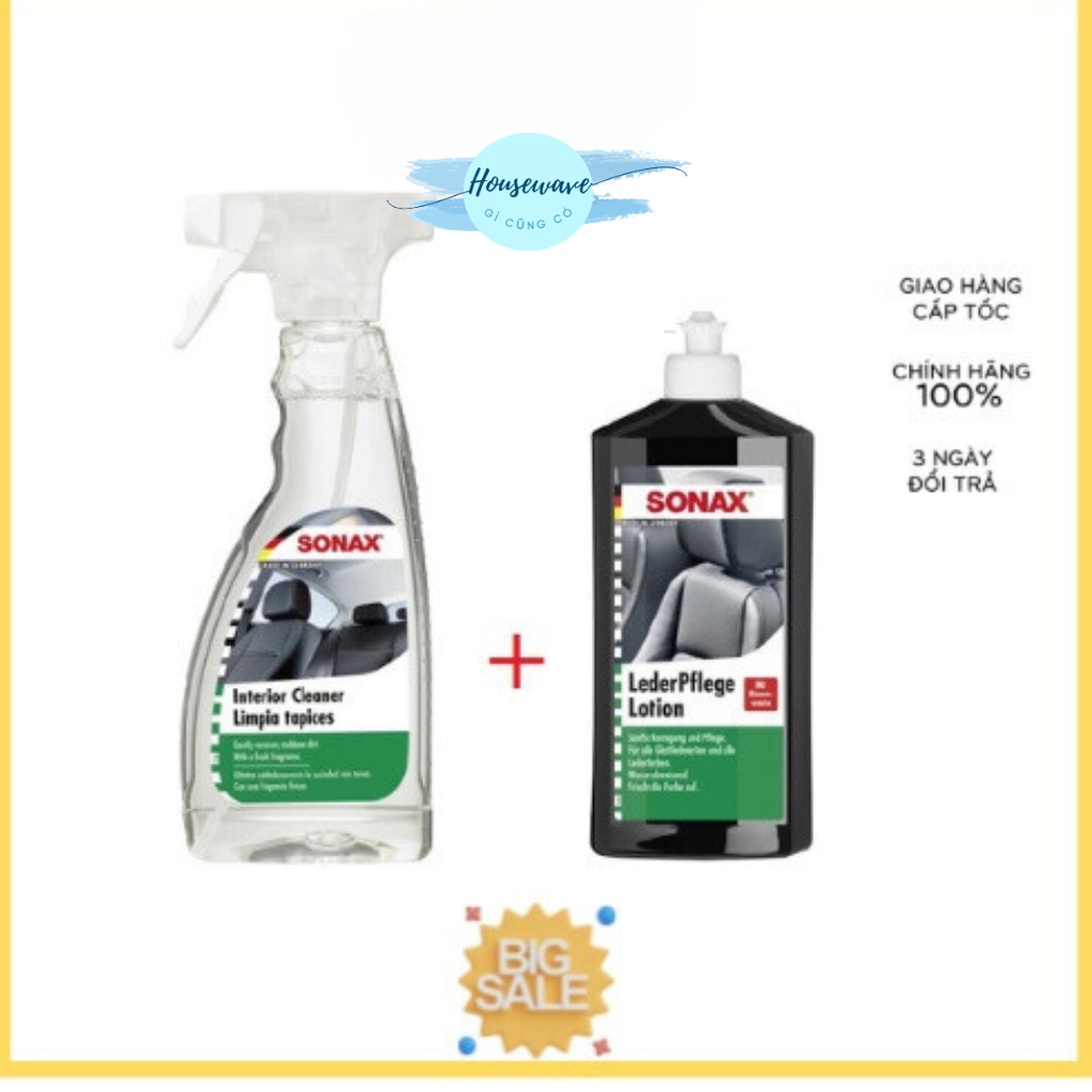 SONAX_Combo SONAX น้ํายาทําความสะอาดภายในรถยนต์ 321200 & SONAX ครีมบํารุงรักษาเก้าอี้หนัง 291141