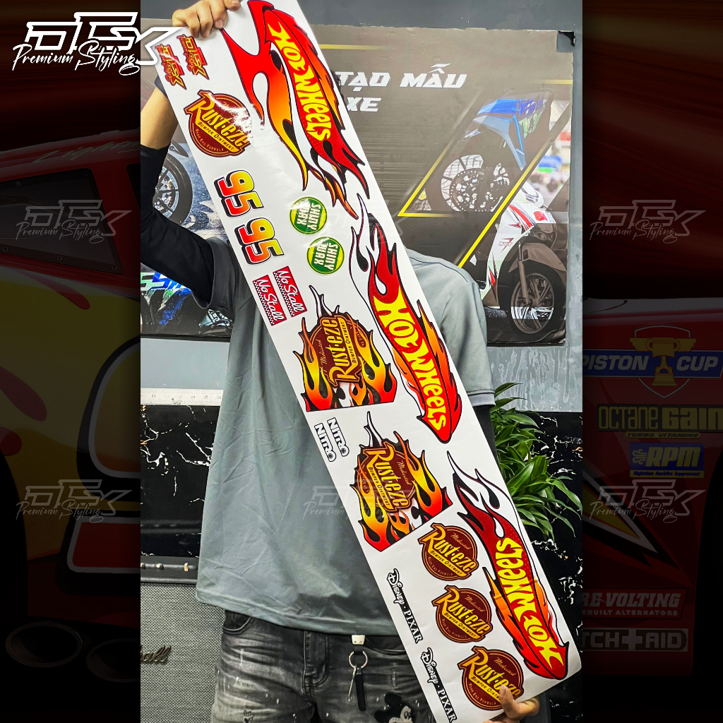 ชุดแสตมป์ไฟ Hot Wheels - McQueen | สติกเกอร์สําหรับรถยนต์ทุกรุ่น, วัสดุรูปลอก 3 ชั้นคุณภาพสูง, กันน้ํา, สีทนทาน