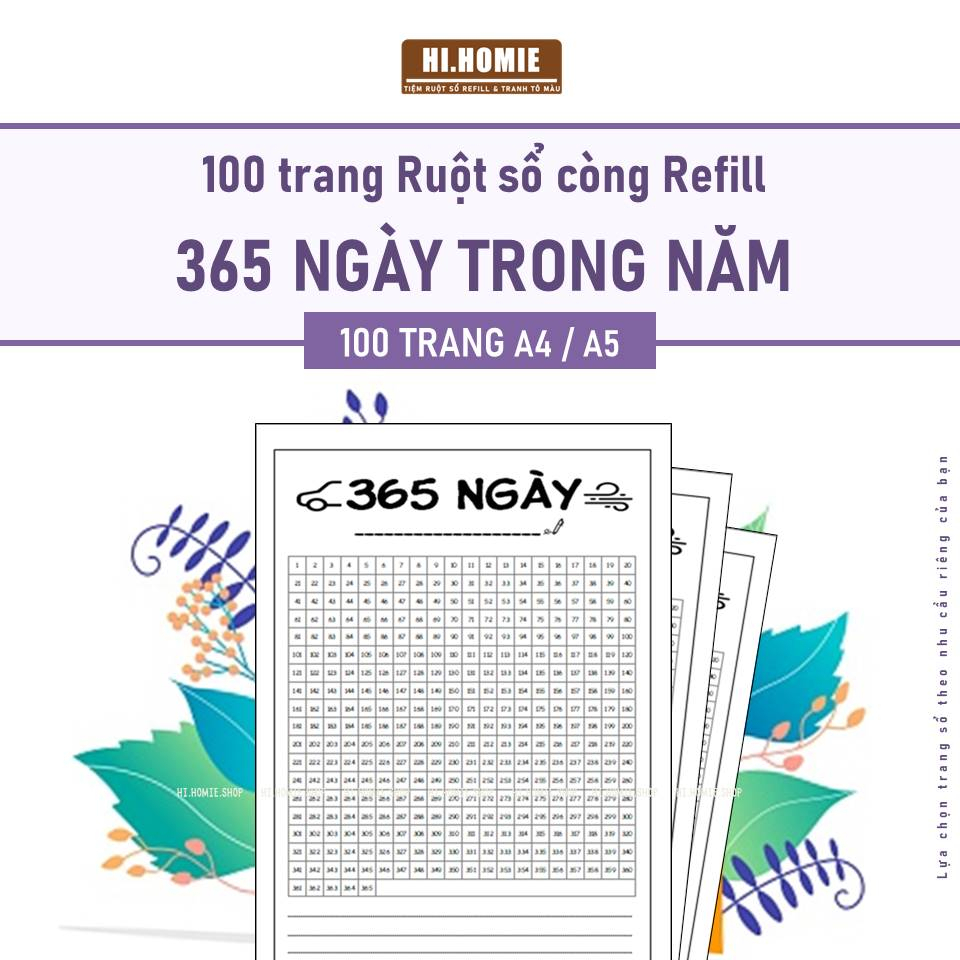 365วันของคู่มือปี | 100 หน้า | กระดาษรีฟิว แกนโน้ตบุ๊ค | A5, A4 - Hi Homie