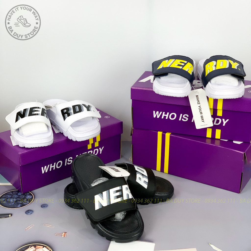 Hottrend รองเท้าแตะ nerdy ระดับไฮเอนด์พร้อมสายรัดฉีกขาดรองเท้าแตะ fullbox Nerdy ใหม่ล่าสุดสําหรับผู้