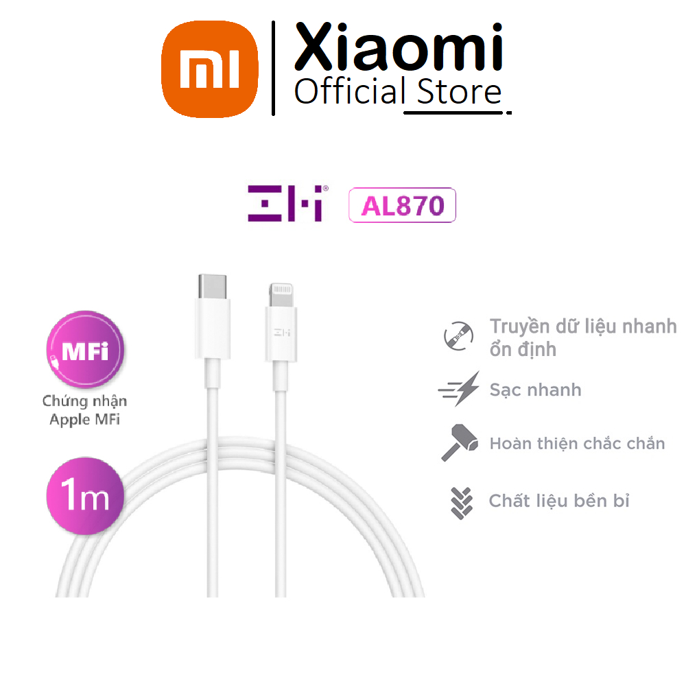 สายชาร ์ จ Xiaomi ZMI Type C ถึง L - รองรับการชาร ์ จเร ็ ว PD ยาว 1 เมตร - AL870, ใช ้ สําหรับ 14 13 12 11 xsmax. ..