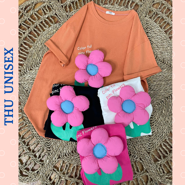 เสื้อยืดแขนสั้นทรงหลวมสําหรับผู้หญิงผ้าฝ้ายแห้ง 3158 BIG ROSE M799