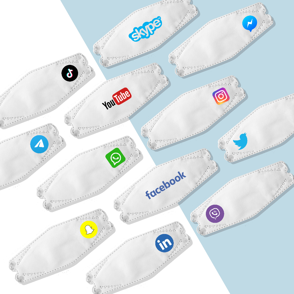 หน้ากาก KF94 N95 N99 พิมพ์ลายโลโก้ Social Network (10 ชิ้น)