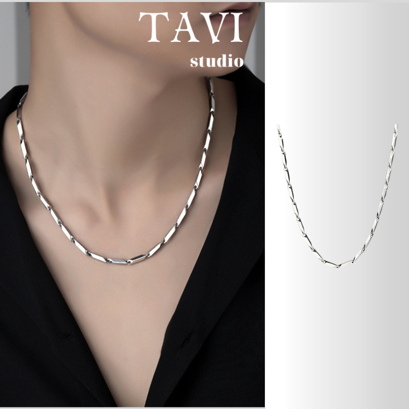 สร้อยคอผู้ชาย Tavi Studio Fashion Smooth Chain Necklace for Men and Women Unisex Beautiful Silver Ti